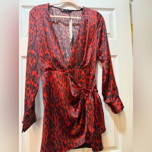 Zara Red and Black Leopard Print dress